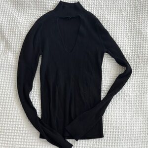 Express Black Ribbed V-Neck Sweater